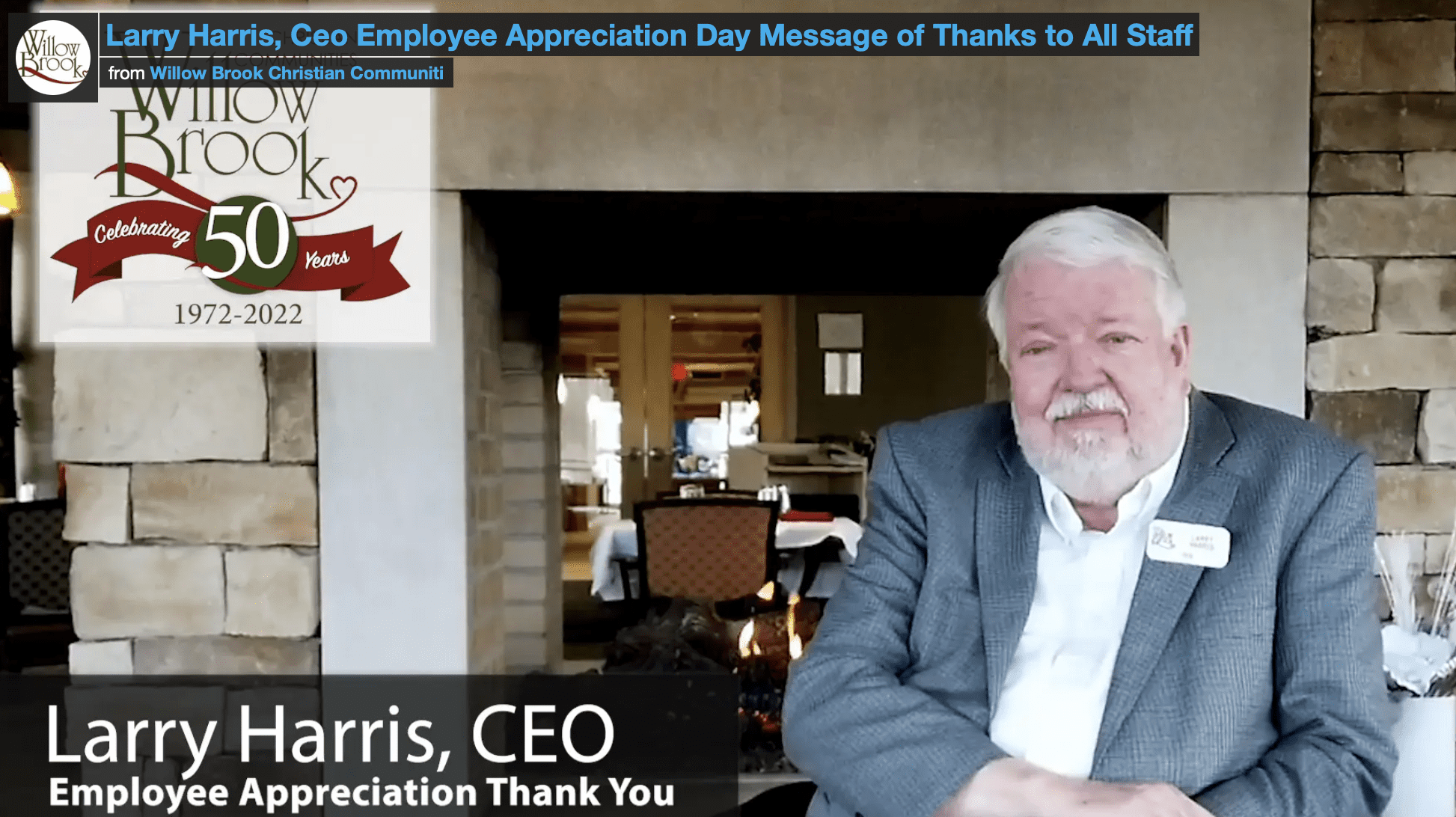 Employee Appreciation Message of Thanks from CEO, Larry Harris