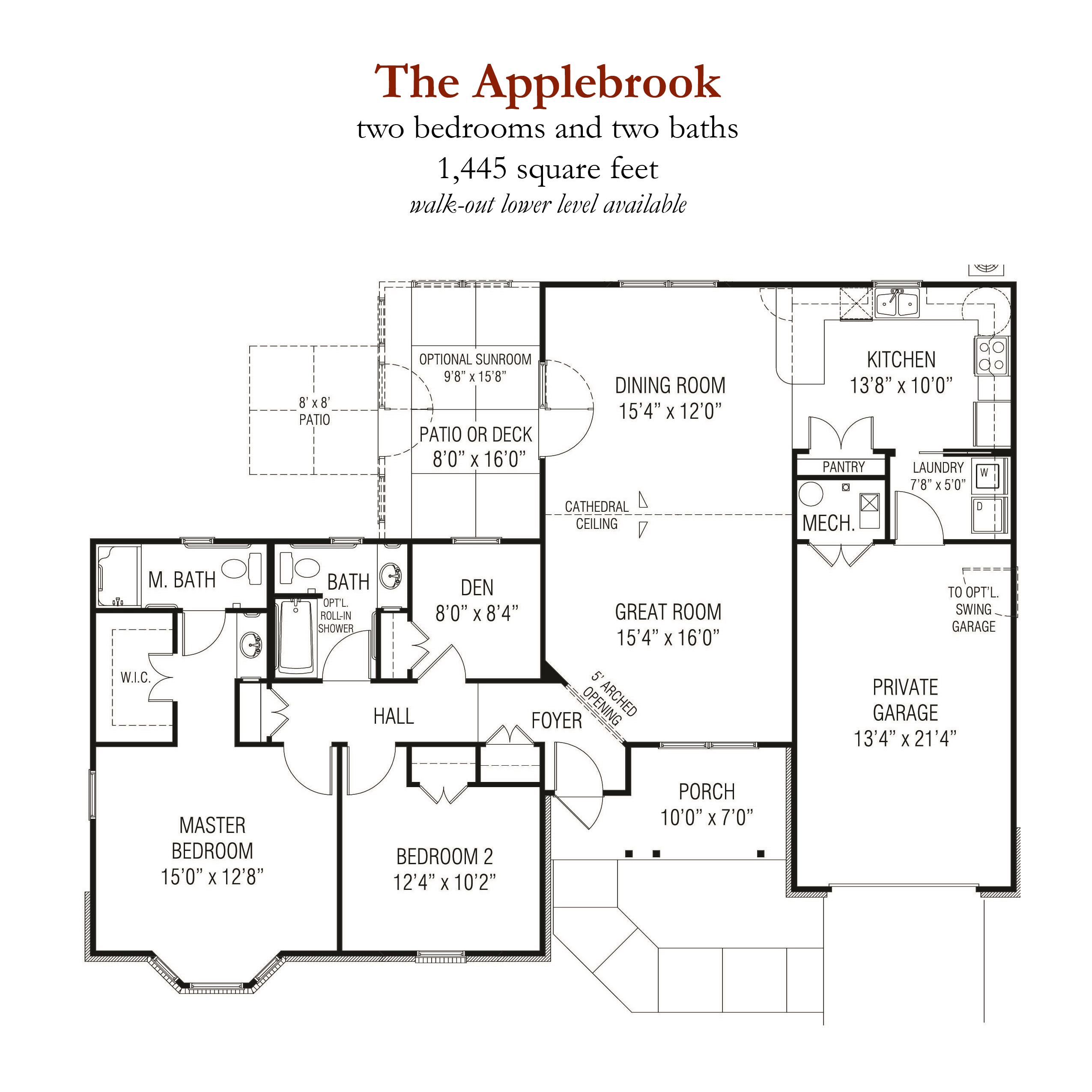 The Applebrook senior living - 2 bedrooms and 2 bathrooms floor plan