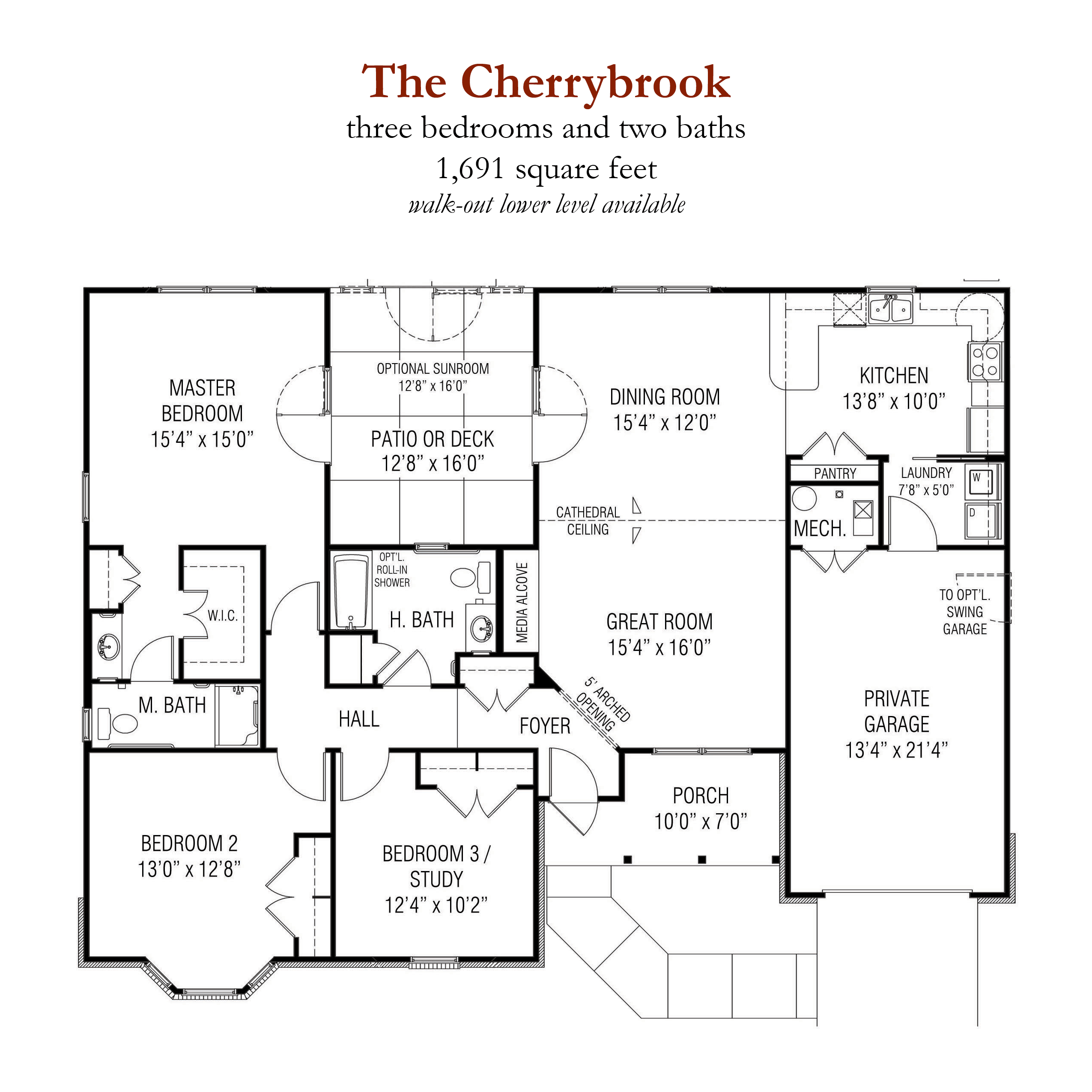 The Cherrybrook senior living - 3 bedrooms and 2 bathrooms floor plan