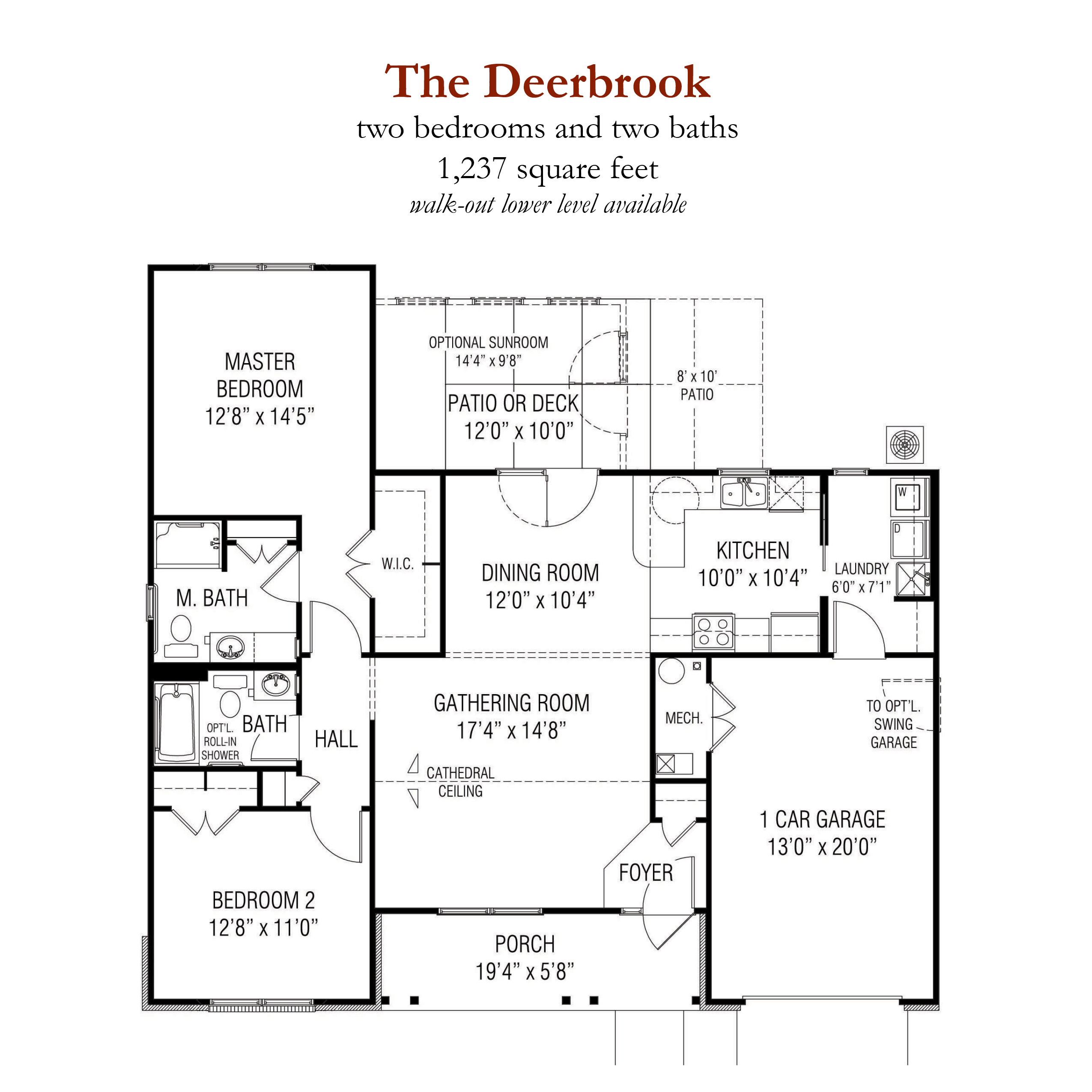 The Deerbrook senior living - 2 bedrooms and 2 bathrooms floor plan