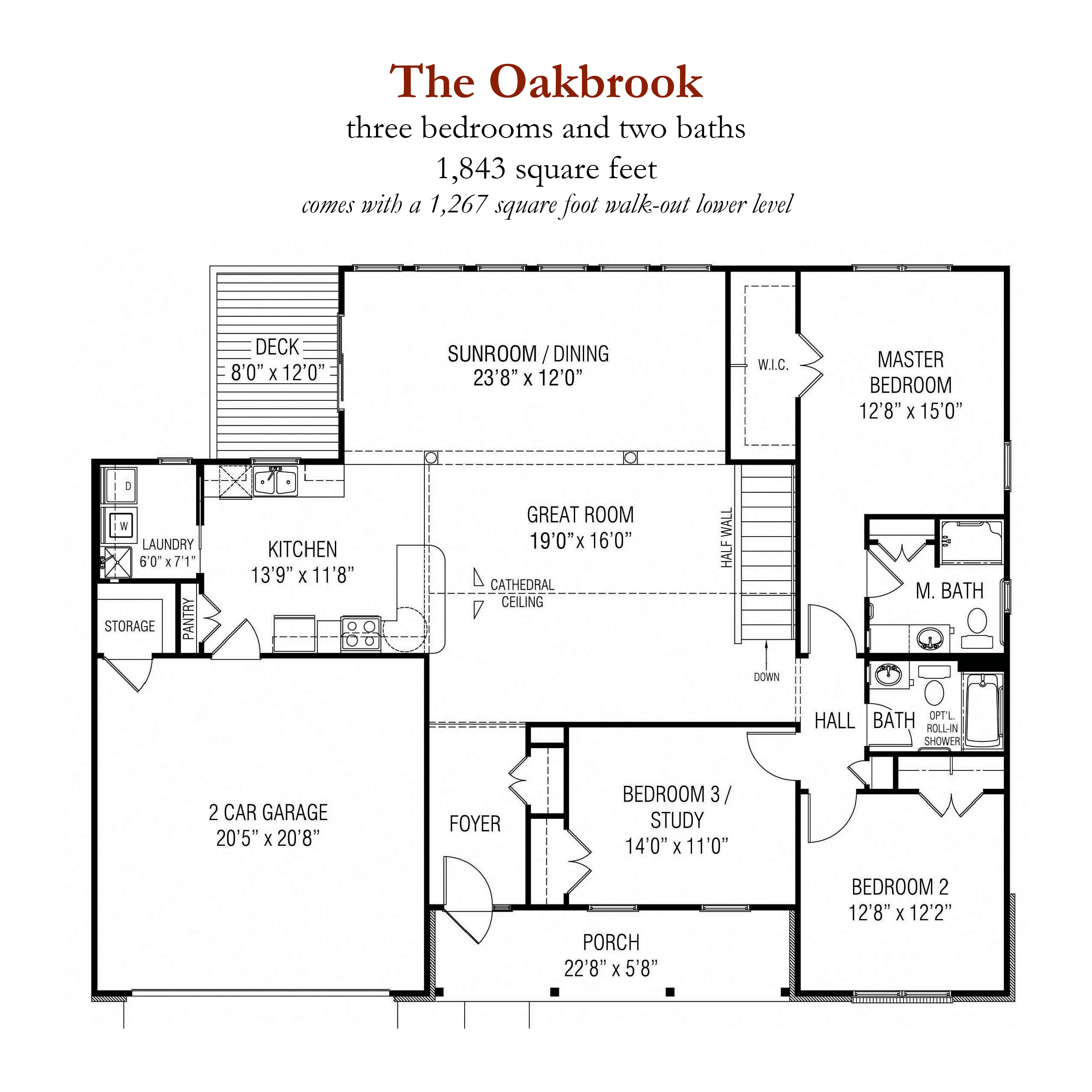 The Oakbrook senior living - 3 bedrooms and 2 bathrooms floor plan