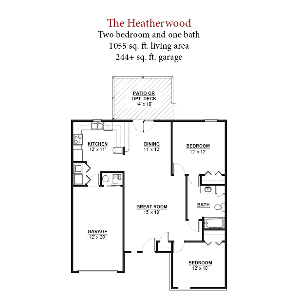 The Heatherwood senior living - 2 bedroom and 2 bathroom floor plan